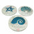 3 Piece Blue Seashell Beach Design Cement Wall Hanging Set