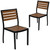 33.5" Brown and Black Outdoor Side Chair with Faux Teak Poly Slats