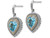 5.75 Carat (ctw) Swiss Blue Topaz Dangle Heart Earrings in Sterling Silver with 14K Gold Accent