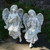 14" Gray Set of 2 Decorative Sitting Angel Outdoor Garden Statues