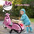 Costway Kids Vespa Scooter, 6V Rechargeable Ride on Motorcycle w/Training Wheels, Pink