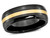 Mens Black Ceramic Wedding Band Ring 8mm with 14K Yellow Gold Inlay - 88QGG0035-8.5