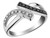 White & Black Diamond CrossOver Fashion Ring in Sterling Silver - 68GDG18815-7