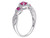 2/3 Carat (ctw) Lab-Created Ruby Three-Stone Ring with Diamonds in 10K White Gold - 08DLG42238CRW-6