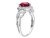 Lab Created Ruby Heart Ring 1.70 Carat (ctw) with Diamonds in Sterling Silver - 68DLG42226CRU-8