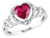 Lab Created Ruby Heart Ring 1.70 Carat (ctw) with Diamonds in Sterling Silver - 68DLG42226CRU-5