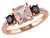 Morganite and Smokey QuartzThree Stone Ring 2.14 Carat (ctw) with Diamonds in Rose Sterling Silver - 68DLG5710MO-10