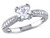 Created White Sapphire 1.00 Carat (ctw) Engagement Ring with Diamonds in Sterling Silver - 68DLG1001019CWS-9
