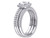 1.50 Carat (ctw) Lab-Created White Sapphire Halo Bridal Engagement Ring and Band Set In Sterling Silver - 68DLG1001055CWS-5