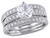 Created White Sapphire 1 Carat (ctw) with Diamond 2/5 Carat (ctw) Bridal Ring Set in 10K White Gold - 08DLG1001962CWSA-9