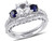 Created White & Created Blue Sapphire 2 Carat (ctw) with Diamond 1/3 Carat (ctw) Engagement Ring and Bridal Wedding Set 10K White Gold - 08DLG1001940CWSA-6