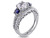 Created White & Created Blue Sapphire 2 Carat (ctw) with Diamond 1/3 Carat (ctw) Engagement Ring and Bridal Wedding Set 10K White Gold - 08DLG1001940CWSA-6