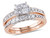 1.0 Carat (ctw H-I I2-I3) Princess-Cut Diamond Engagement Ring & Band Bridal Wedding-Set 14K Rose Pink Gold - 08DLG1001871W-9