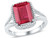 Emerald Cut Lab Created Ruby 4.50 Carat (ctw) Ring in 10K White Gold with Diamonds 1/6 Carat (ctw) - 08GDG103830CRUW-7