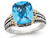 5.00 Carat (ctw) Swiss Blue Topaz Ring in Sterling Silver with 14K Gold Accent - 68QGG0310BT-8