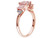 Morganite Three Stone Ring 1.40 Carat (ctw) with Diamonds in Rose Sterling Silver - 68DLG5735MO-10
