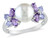 White Freshwater Cultured Pearl 8-8.5mm with Diamond and Tanzanite and Amethyst Ring In Sterling Silver - 68DLG1001475PF-9