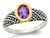 4/5 Carat (ctw) Natural Amethyst Ring in Sterling Silver with 14K Gold Accents - 68QGG1262AM-7