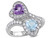2.50 Carat (ctw) Blue Topaz and Amethyst Heart Promise Ring in Sterling Silver with Lab Created White Sapphires - 68DLG1004252BT-10