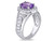2.20 Carat (ctw) Amethyst Ring with Lab Created White Sapphires in Sterling Silver - 68DLG1004289AM-7