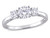 1.00 Carat (ctw) Lab Created Three Stone Moissanite Engagement Ring in Sterling Silver - 68DLG1004901MOI-6.5