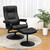 Costway Recliner Chair Swivel PU Leather Lounge Accent Armchair w/ Ottoman Black
