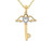 14K Yellow Gold Key Heart Angel Wings Charm Pendant Necklace with Chain