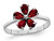 Sterling Silver Rhodium Plated Red Garnet Flower Ring 1/2 Carat  (ctw) - 68QGG727GA-7