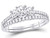 1.00 Carat (ctw G-H, I1) Three Stone Diamond Engagement Ring Bridal Wedding Band Set 14K White Gold - 08GDG69176W-6