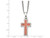 Mens Stainless Steel Polished Wood Inlay Cross Pendant Necklace with Chain