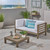 3pc Gray and White Contemporary Outdoor Patio Cushioned Loveseat with Table Set 30.25"