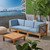 4pc Brown and Blue Outdoor Patio Cushioned Sectional Sofa with Coffee Table Set 30.25"