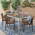 7-Piece Brown and White Rectangular Outdoor Furniture Patio Dining Set