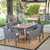 7pc Gray Contemporary Outdoor Furniture Patio Dining Set - Silver Cushions