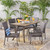 7-Piece Brown Wood and Wicker Outdoor Furniture Patio Dining Set