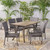 7-Piece Brown Wood and Wicker Outdoor Furniture Patio Dining Set