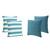 Set of 4 Teal Blue and White Striped Outdoor Patio Pillows 18"