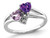 Amethyst and Pink Quartz Heart Promise Ring 4/5 Carat (ctw) in Sterling Silver - 68QGG4570PQ-7