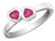 Created Synthetic Ruby Double Heart Ring 0.60 Carat (ctw) in Sterling Silver