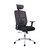 3.5' Black and Metallic Silver High Back Executive Mesh Office Chair with Arms and Lumbar Support