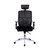 3.5' Black and Metallic Silver High Back Executive Mesh Office Chair with Arms and Lumbar Support