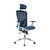 3' Blue, Black, and Silver High Back Executive Mesh Office Chair with Arms, Headrest and Lumbar Support