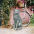 25.5" Gray and Green King Olav Norwegian Forest Cat Statue