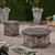 37" Mixed Brown Handcrafted Hexagon Outdoor Patio Fire Pit with Tank Holder