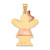 The Kids Puffed Girl with Bow on Left Engraveable Charm / Pendant Necklace in 14 kt Rose and Yellow Gold
