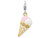 Sterling Silver Enameled 3-d Gold Plated Ice Cream Cone with Lobster Clasp Cha QCC804T