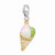 Sterling Silver Enameled 3-d Gold Plated Ice Cream Cone with Lobster Clasp Cha QCC804T