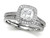 Zoe R Sterling Silver Micro Pave Hand Set Cubic Zirconia CZ Halo 6mm Cushion-Cut Center Wedding Set - BM10606T7