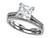 Zoe R Sterling Silver Micro Pave Hand Set Cubic Zirconia CZ Princess Cut Center Wedding Set BM10381 - BM10381T7