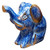 5" Blue Sitting Elephant Hand-Sculpted Statue